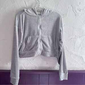 Rose & Vine Zip Up Hooded Cropped Sweater